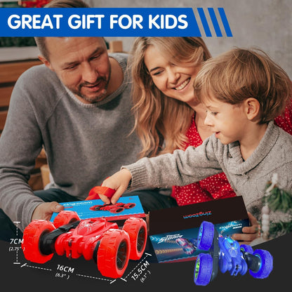 Rechargeable Remote Control Stunt Car with Colorful Lights, 360° Double-Sided Flips, 2.4GHz 4WD All-Terrain RC Aged 3+