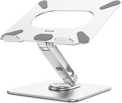 LSX7 Ergonomic Laptop Stand with 360° Rotating Base, Adjustable Riser for 10-15.6" Laptops, (Black)