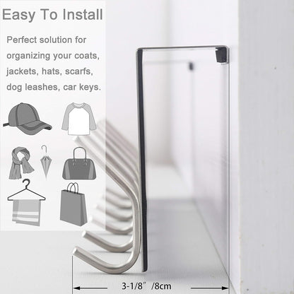 over the Door Hook Door Hanger:Over the Door Towel Rack with 6 Hooks for Hanging Coats,Door Coat Hanger Towel Hanger over Door Coat Rack for Towels,Clothes,Back of Bathroom,Silver