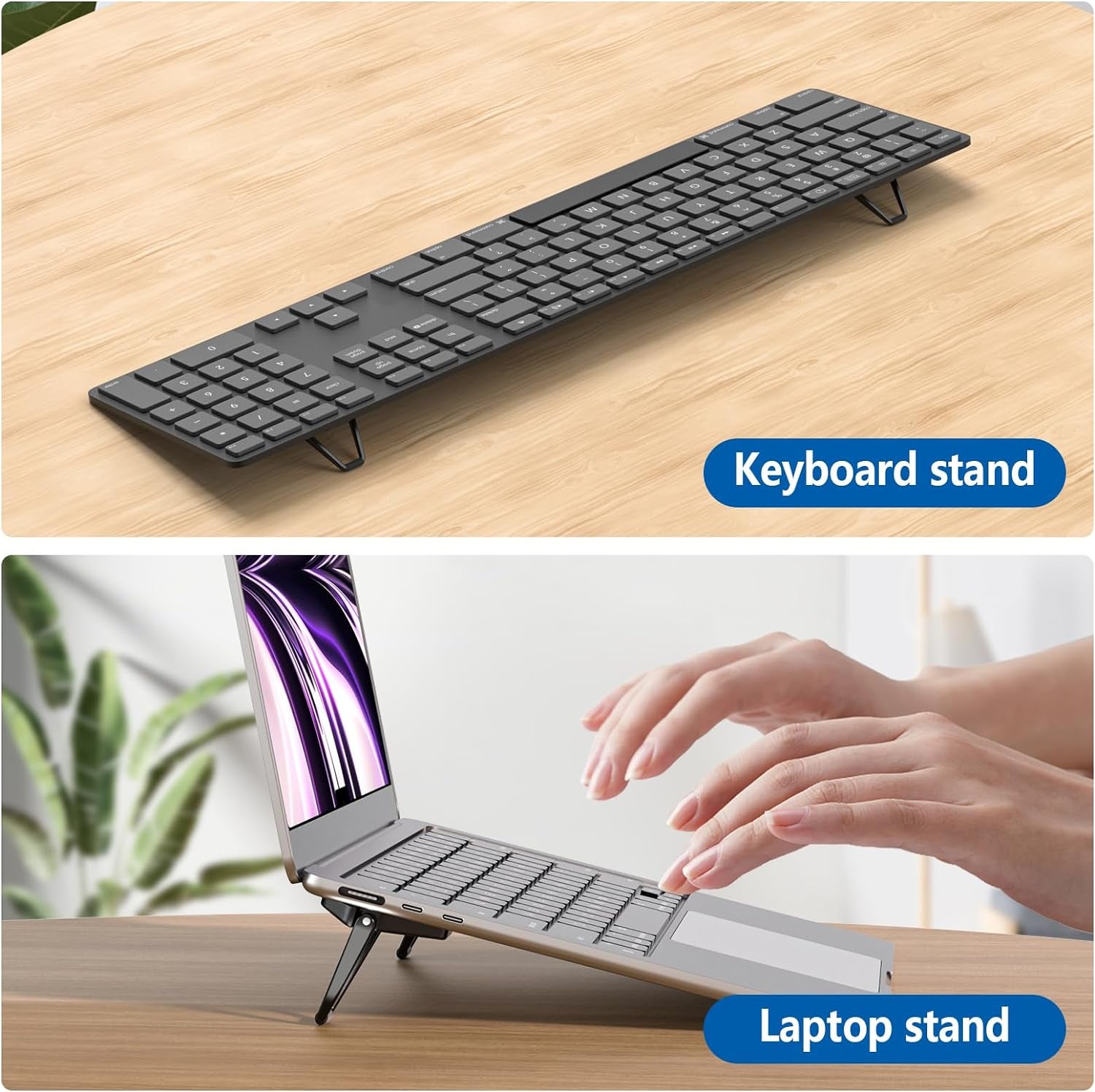 Portable Invisible Laptop Stand (2-Pack) - Mini Aluminum Cooling Pad and Ergonomic Lightweight Desk Stand 12-17 Inch Tablets/Laptops - Black