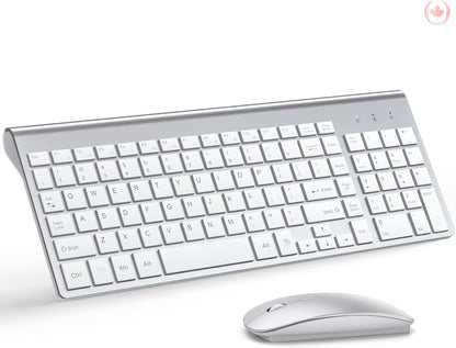 Ultra Slim Wireless Keyboard and Mouse Combo - 2.4G Silent Compact USB Mouse (2400DPI) and Scissor Switch Keyboard with Covers