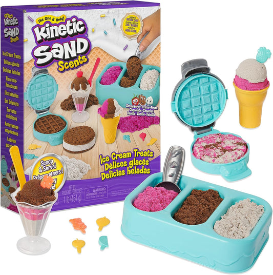 Scents, Ice Cream Treats Playset, 3 Colors Scented Play Sand & 6 Tools, Sensory Toys, Christmas Gifts for Kids Ages 3+