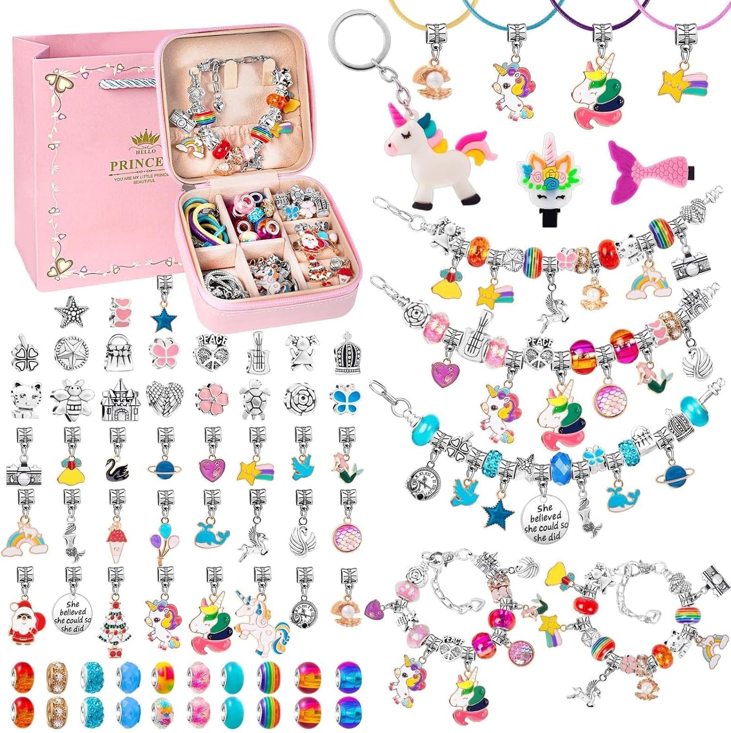 Charm Bracelet Making Kit for Girls Aged 4-12 - DIY Jewelry Craft Supplies and Arts & Crafts Set