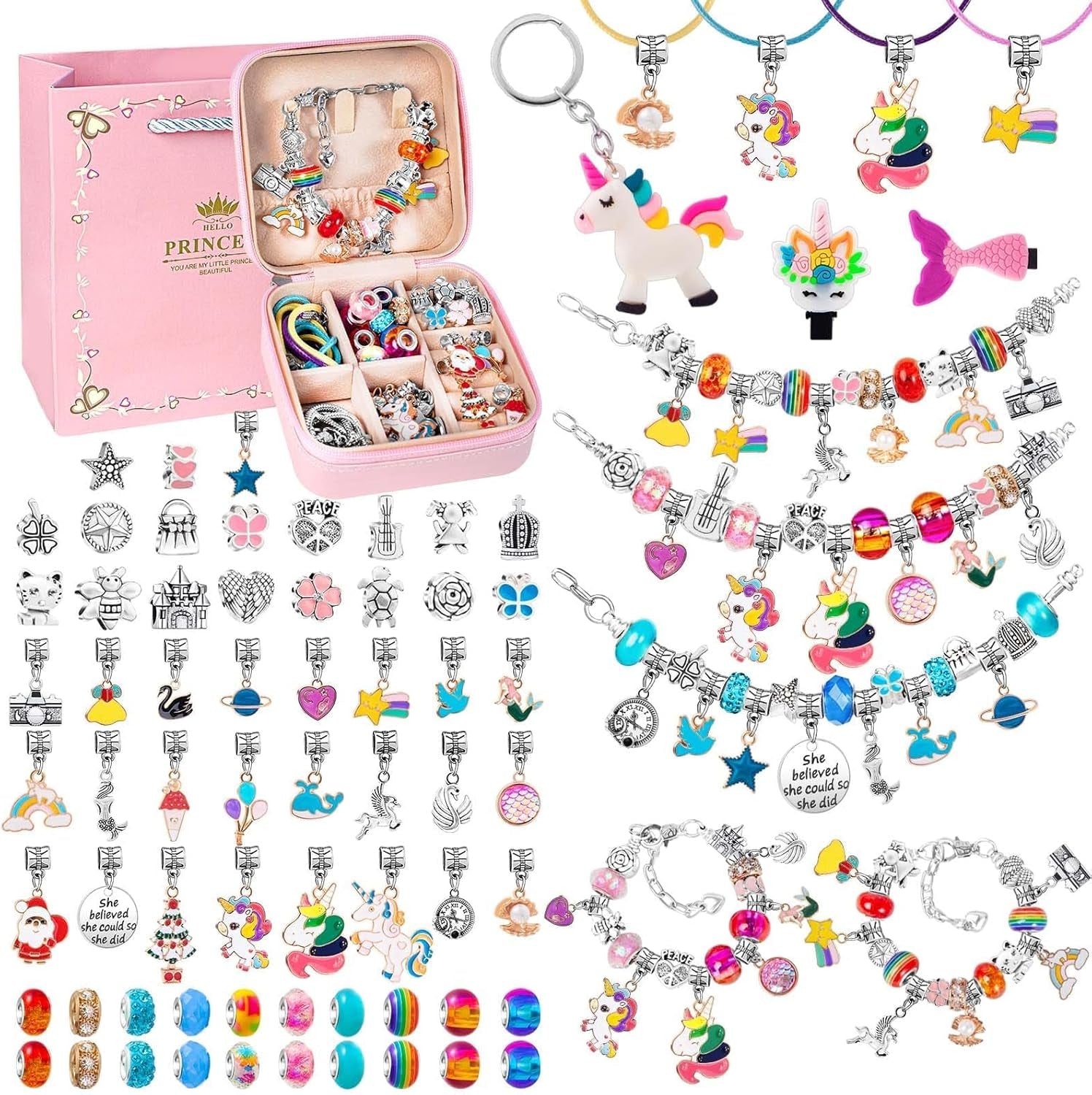 Charm Bracelet Making Kit for Girls Aged 4-12 - DIY Jewelry Craft Supplies and Arts & Crafts Set