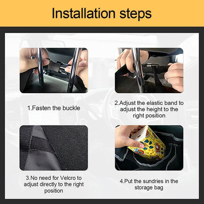 Car Trunk Organizer - Waterproof, Durable Backseat Hanging Cargo Bag with Adjustable Anti-Slip Straps and 4 Pockets (Black)