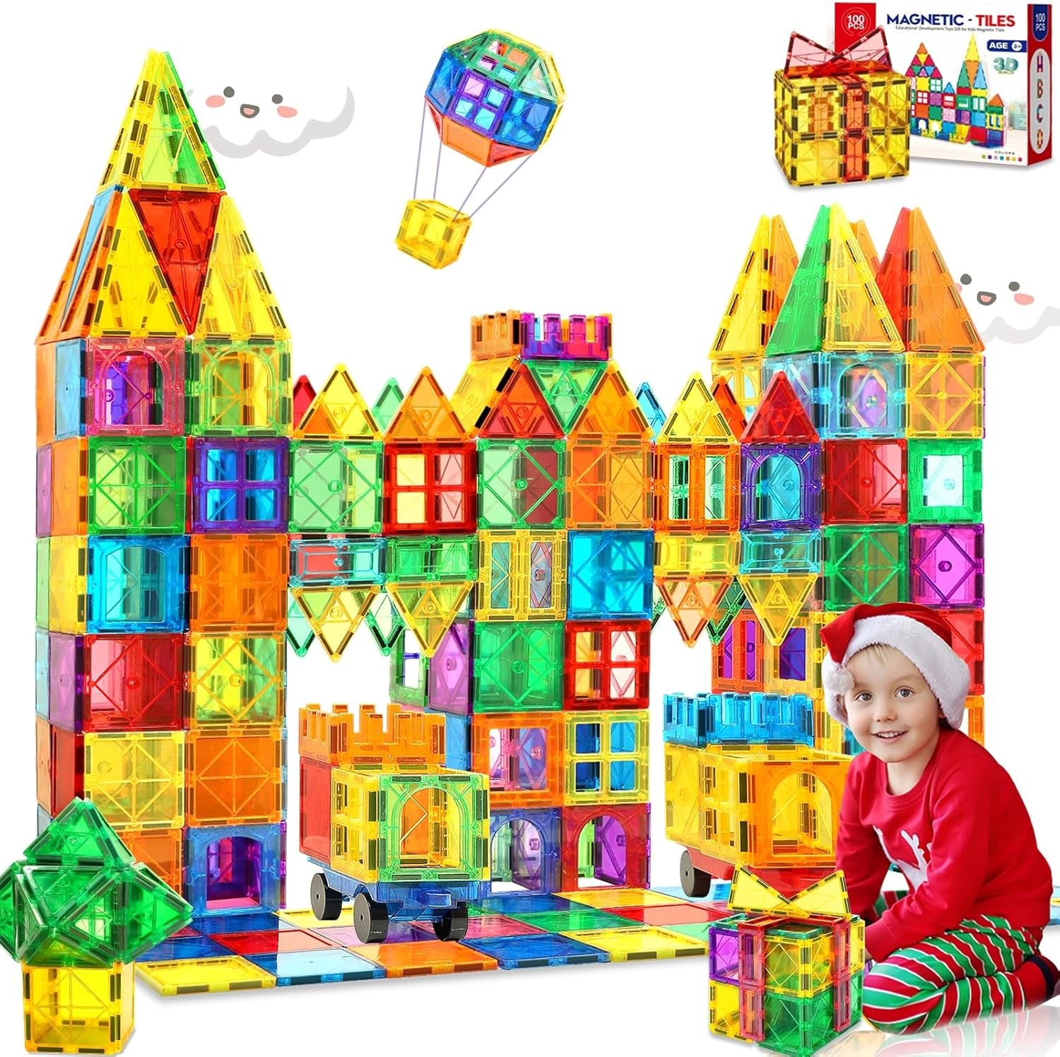 Magnetic Building Blocks Set - 100 Pieces Educational Toys for Toddlers and Kids Ages 3+, Learning and Creative Play