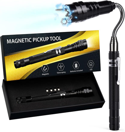 LED Magnetic Pickup Tool for Men - 22" Flexible Magnet for Hard-to-Reach Items, Ideal Christmas and Birthday Gift for Dads, Grandfathers, and Car Enthusiasts