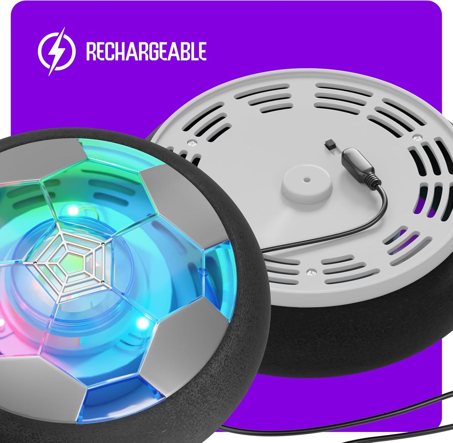 Hover Soccer Ball Indoor Toy Game with Light-Up Features Aged 6+