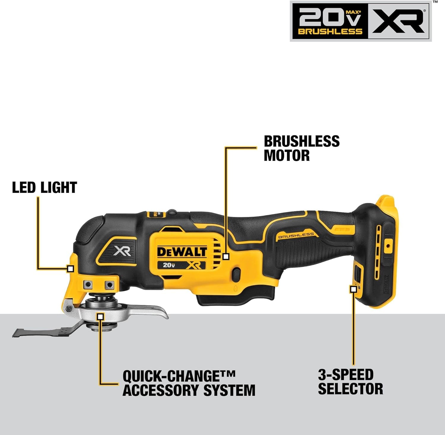 20V Variable 3 Speed Oscillating Multi-Tool, Led, Universal Adapter, Dual Grip