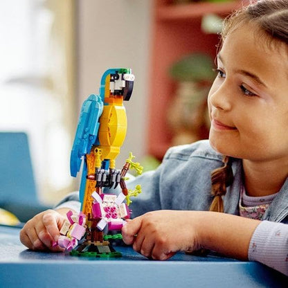 Creator 3-in-1 Exotic Parrot Building Toy Set-Transforms into Parrot, Fish, and Frog Figures, Ideal Creative Toy Ages 7+ 