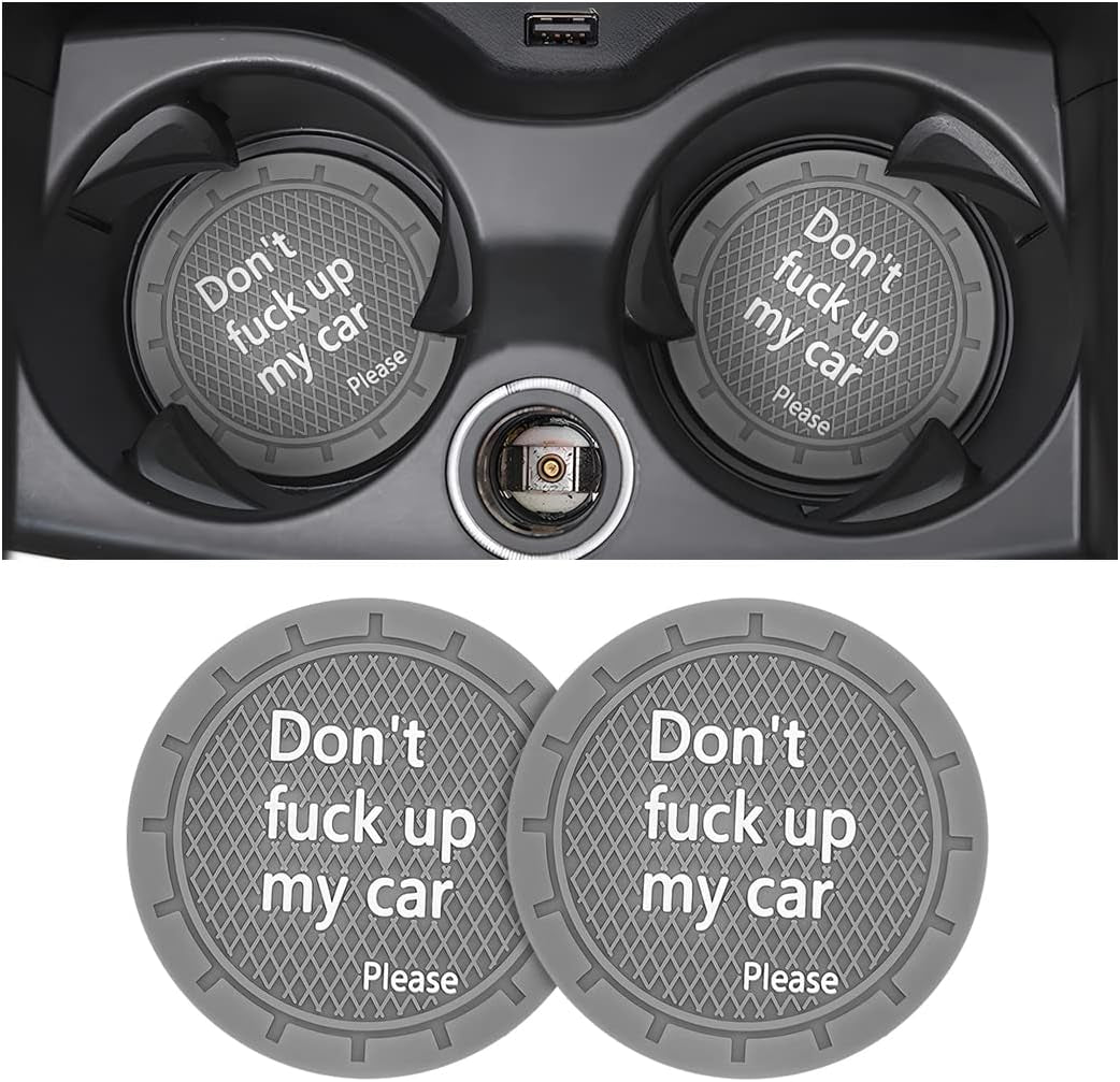 Car Cup Holder Coasters - Set of 2, 2.75 Inch Non-Slip PVC Insert Coasters, Anti-Scratch Cup Mats - Universal Fit 