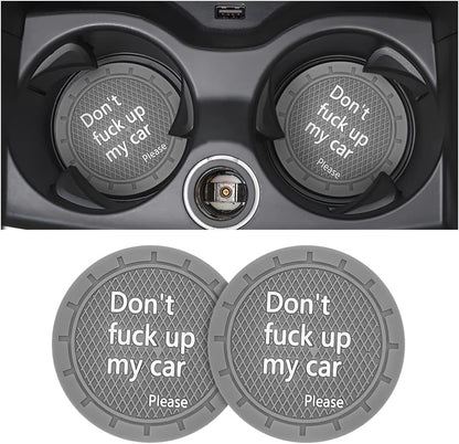Car Cup Holder Coasters - Set of 2, 2.75 Inch Non-Slip PVC Insert Coasters, Anti-Scratch Cup Mats - Universal Fit 