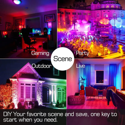 Smart RGB Color Changing LED Flood Light - 300W Equivalent, 2700K Warm White, APP Control, IP66 Waterproof, Pack of 2