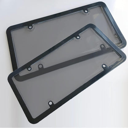 2-Pack License Plate Covers with Screw Caps - Smoked Bubble License Plate Frames and Protectors