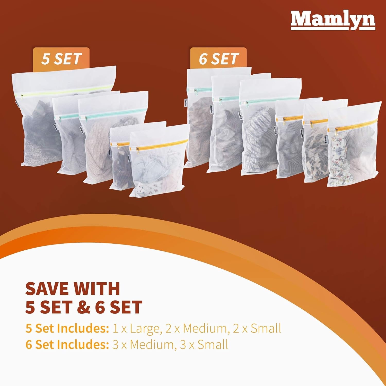 Medium Mesh Laundry Bags for Delicates - Colored Zippers