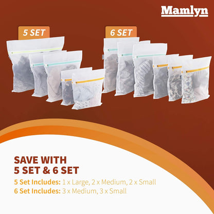 Medium Mesh Laundry Bags for Delicates - Colored Zippers