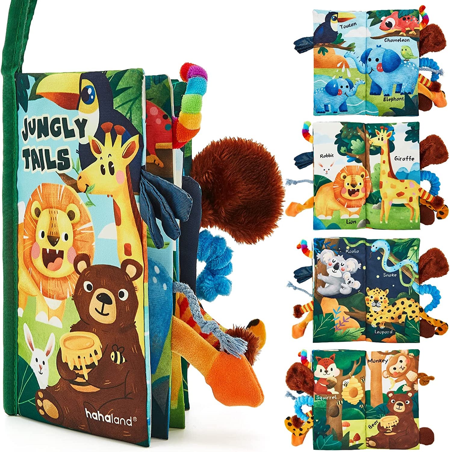 Jungly Tails Touch Feel Crinkle Cloth Book for Infants - Ideal for Newborns Aged 0-12 Months