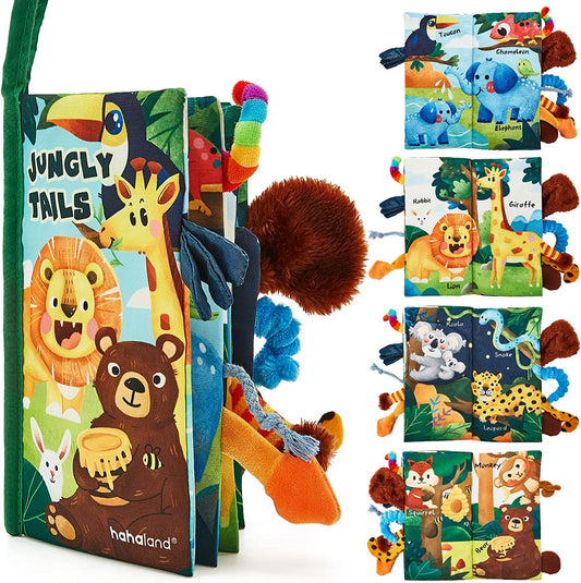 Jungly Tails Touch Feel Crinkle Cloth Book for Infants - Ideal for Newborns Aged 0-12 Months