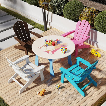 All-Weather HDPE Children's Adirondack Chair with High Backrest and Armrests