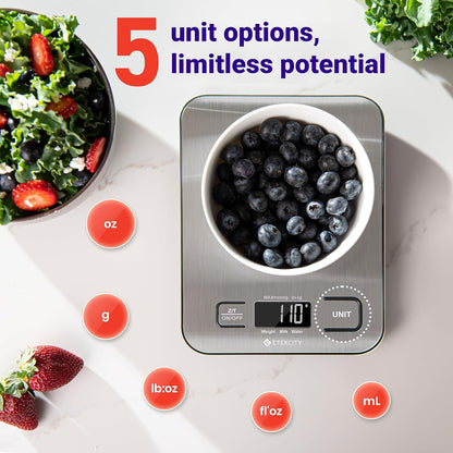 Digital Kitchen Scale for Grams and Ounces - Ideal for Weight Loss, Baking, Cooking, Keto, Meal Prep, and Postal Use - Compact Design in 304 Stainless Steel