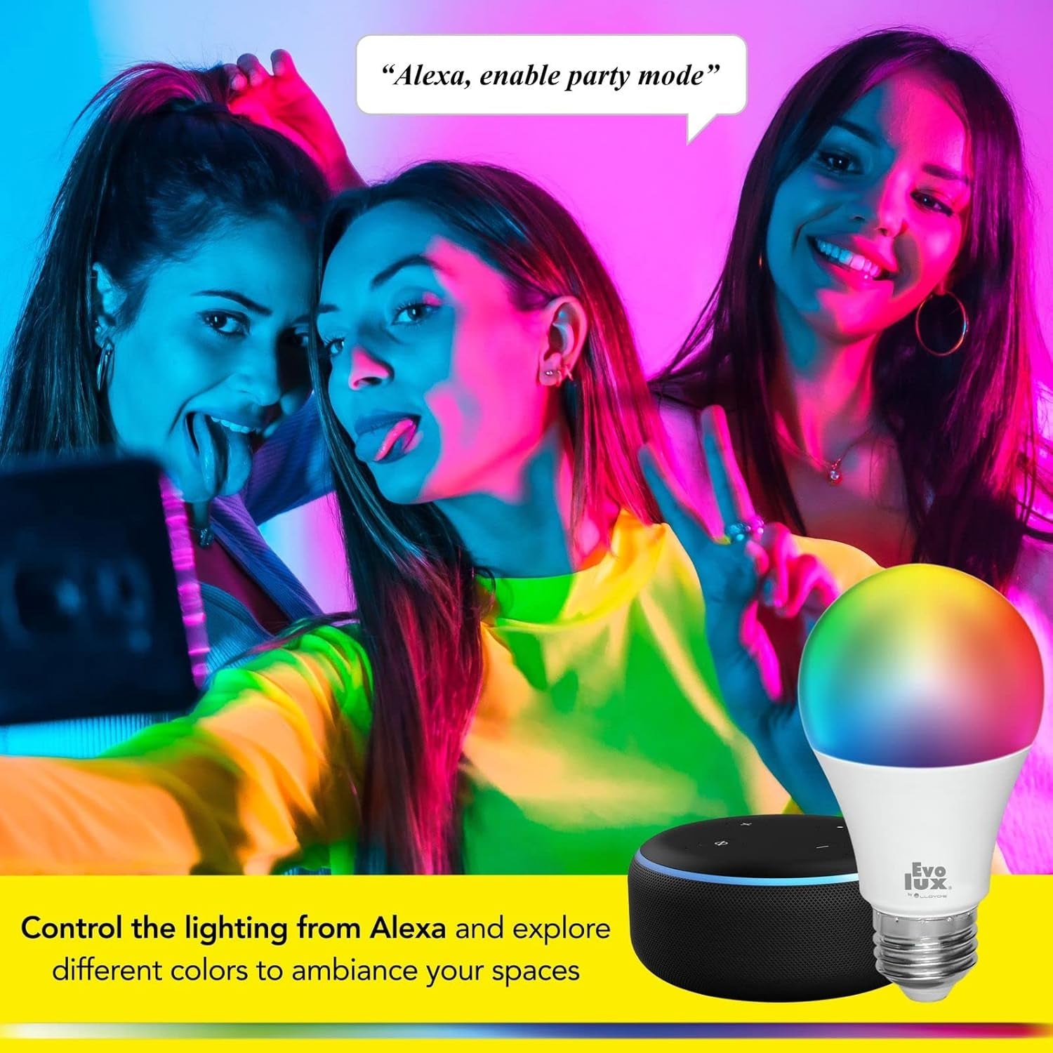 Dimmable Smart LED Light Bulb with WiFi Compatibility for Alexa - 806 Lumens, Energy Efficient, No Hub Required, Multicolor and Adjustable White Light (1)