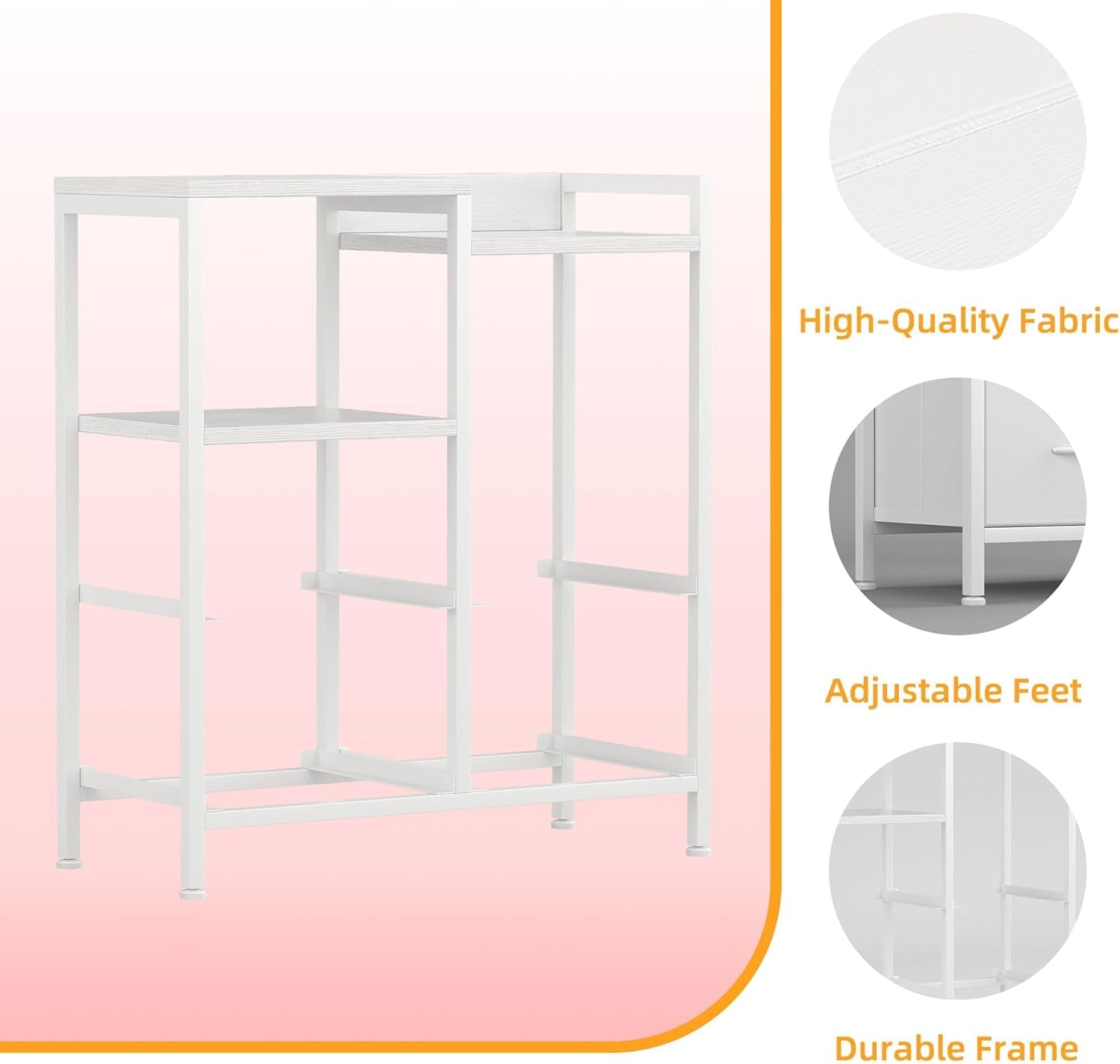 Fabric Dresser for Bedroom, 5 Drawer 3-Tire Dresser, Storage Tower with Fabric Bins, Storage Cabinet for Entryway, Living Room & Closets (White)
