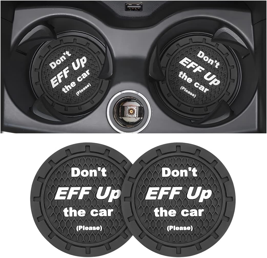 Car Cup Holder Coasters - Set of 2, 2.75 Inch Non-Slip PVC Insert Coasters, Anti-Scratch Cup Mats - Universal Fit 