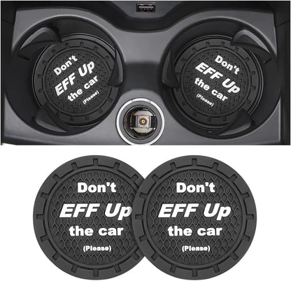 Car Cup Holder Coasters - Set of 2, 2.75 Inch Non-Slip PVC Insert Coasters, Anti-Scratch Cup Mats - Universal Fit 