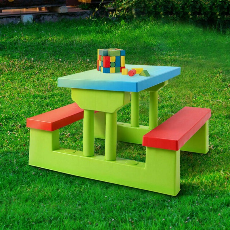 Children's Folding Picnic Table and Bench Set with Umbrella