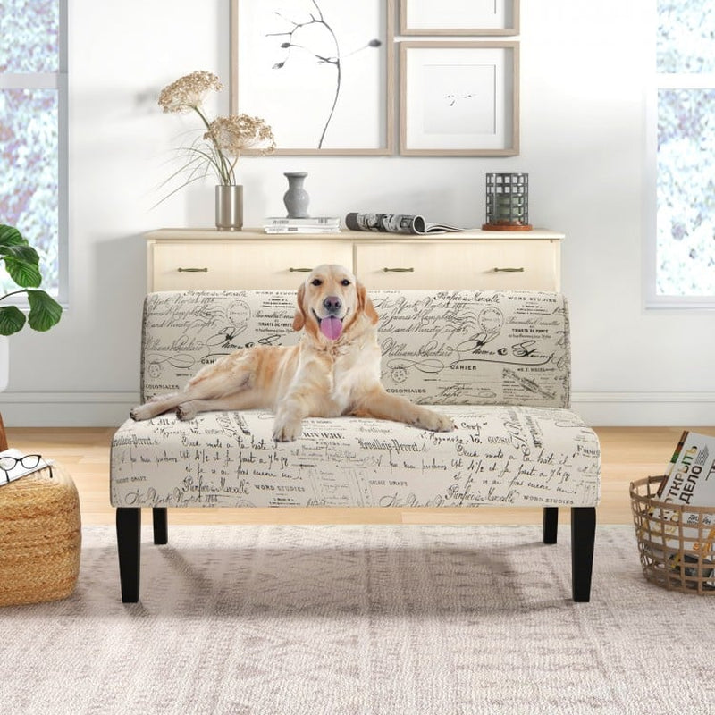 Armless Loveseat Sofa with Backrest and Spring Cushion Support