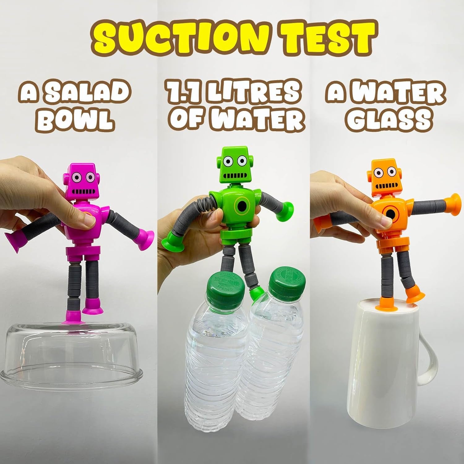 Pop Tubes Robot Fidget Toys 7 Pack of Colorful Telescopic Suction Cup Robotics-Ages 5+ Ideal Sensory Toys for Autism