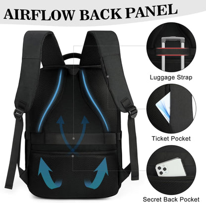 15.6-Inch Anti-Theft Laptop Backpack with USB Charging Port - Large Waterproof Travel Backpack for Work and School, Black