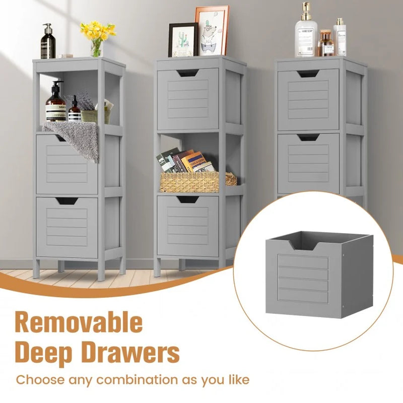 Bathroom Wooden Floor Cabinet Multifunction Storage Rack Stand Organizer