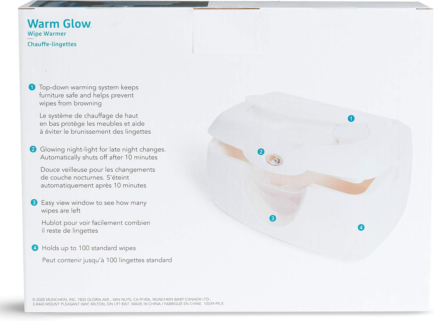 Warm Glow Wipe Warmer- Baby Wipes, Night Light, BPA free, Flip Top