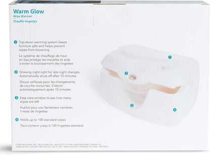 Warm Glow Wipe Warmer- Baby Wipes, Night Light, BPA free, Flip Top