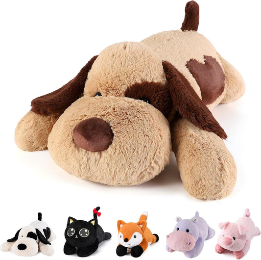 Brown Dog Weighted Plush Toy - 32 Inch, 6.0 Pounds - Large Stuffed Animal Pillow