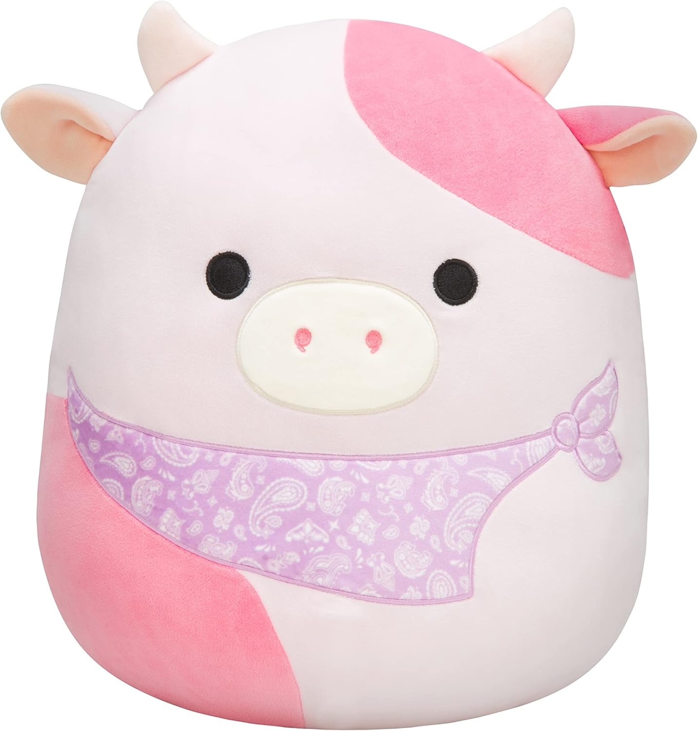 Original 14-Inch Reshma Light Pink Cow with Purple Bandana - Large Ultrasoft Plush Toy
