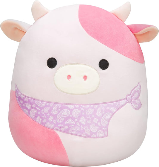 Original 14-Inch Reshma Light Pink Cow with Purple Bandana - Large Ultrasoft Plush Toy