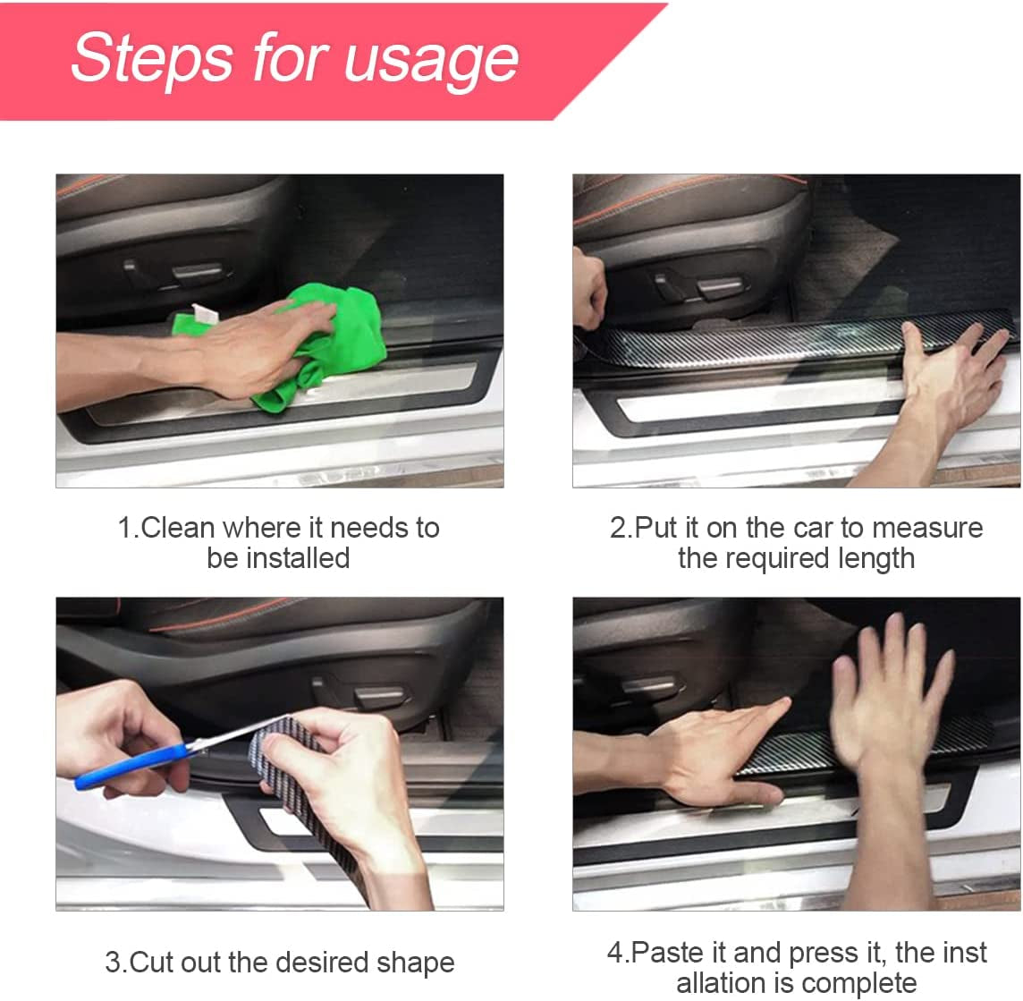 Car Door Entry Guard - Anti-Collision Adhesive Protector Tape for Door Sills, Rear Bumpers, Handles - Universal Fit  (2 x 394 Inches)