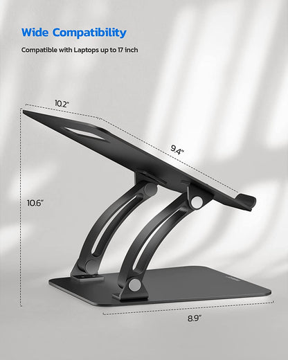 Ergonomic Adjustable Laptop Stand for 10-17" Notebooks and Tablets, Compatible - MacBook Pro, Air, Dell XPS, Samsung - Black