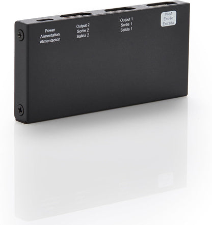 HDMI Splitter 1x2, 4K@30Hz Dual Monitor Support, Mirroring Function, Black