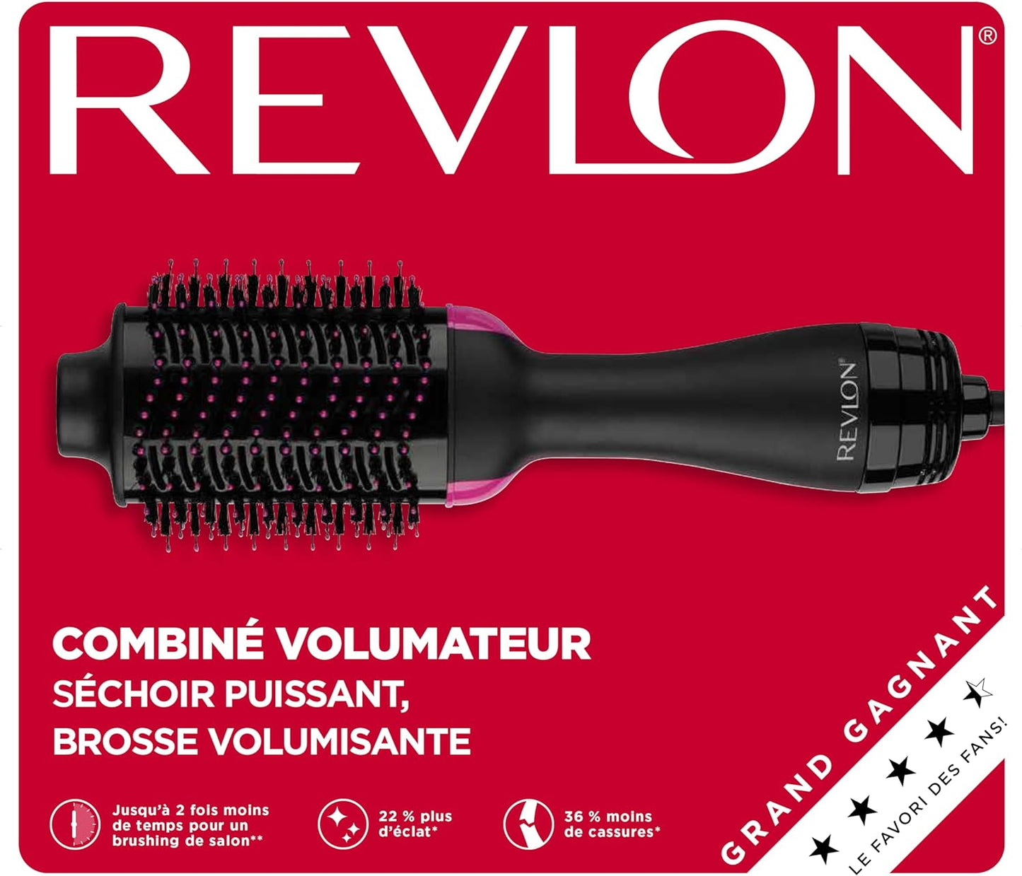 Tourmaline Ionic Technology One-Step Volumizer and Hair Dryer with Hot Air Brush, Multiple Heat Settings, and Reduced Frizz - Black