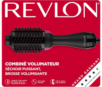 Tourmaline Ionic Technology One-Step Volumizer and Hair Dryer with Hot Air Brush, Multiple Heat Settings, and Reduced Frizz - Black