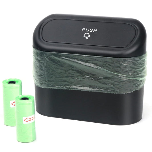 Leakproof Car Trash Can with Lid - Compact Garbage Bin for Vehicle, Office, Kitchen, Home, 40 Trash Bags Included