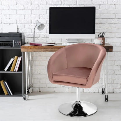 360-Degree Swivel Accent Chair with Round Back and Chrome Frame for Makeup Application