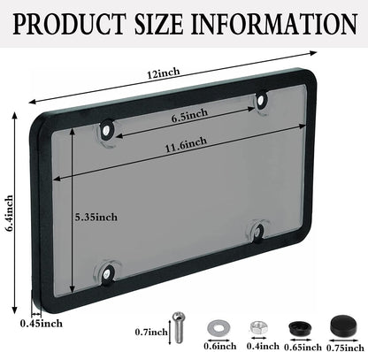 2-Pack License Plate Covers with Screw Caps - Smoked Bubble License Plate Frames and Protectors