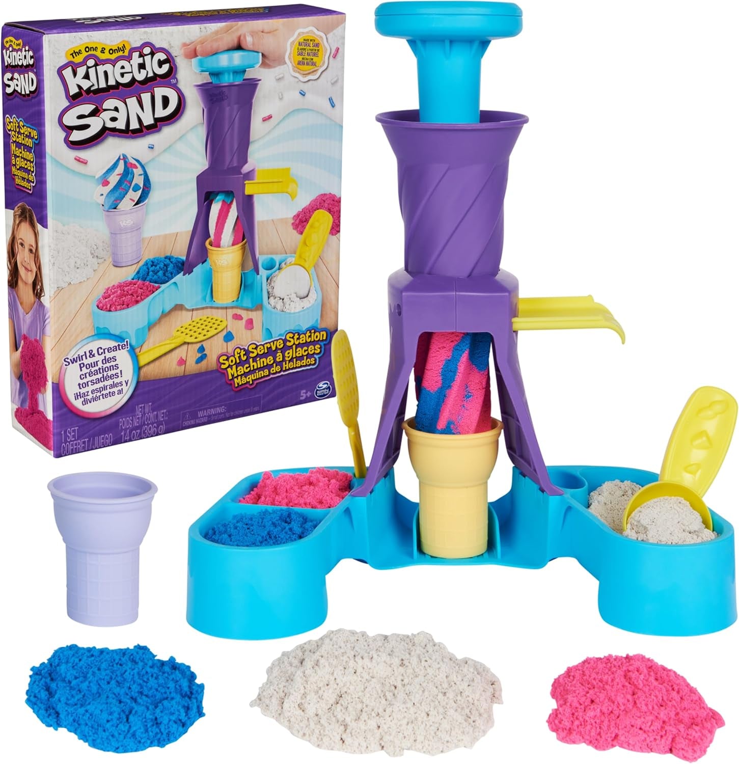 Scents, Ice Cream Treats Playset, 3 Colors Scented Play Sand & 6 Tools, Sensory Toys, Christmas Gifts for Kids Ages 3+