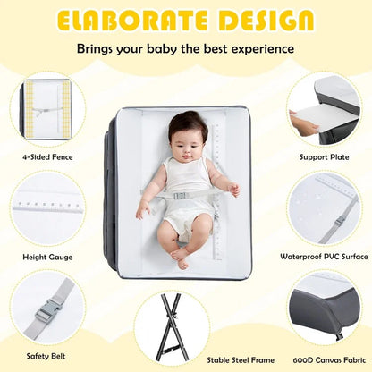 Portable Adjustable Height Nursery Organizer for Newborns with Wheels