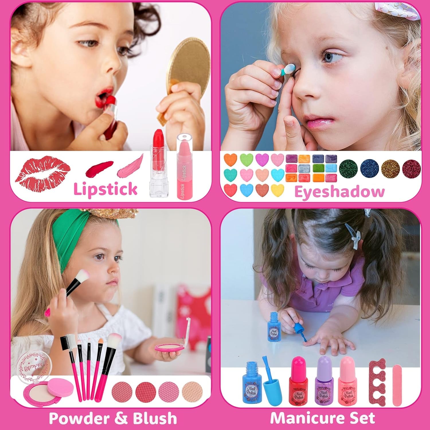 Kids Makeup Kit Girl Toys, 54PCS  Makeup Toys for Girls Washable Makeup Princess Make up Girl Toys Age 4 5 6 7 8 9 Birthday Gift