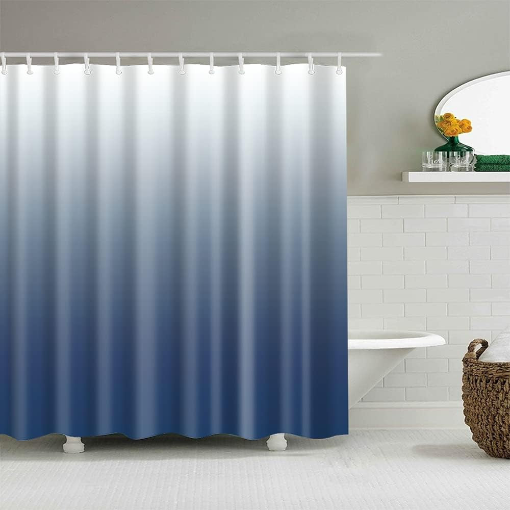 Modern Waterproof Polyester Bath Shower Curtain Set with Hooks and Elegant Design